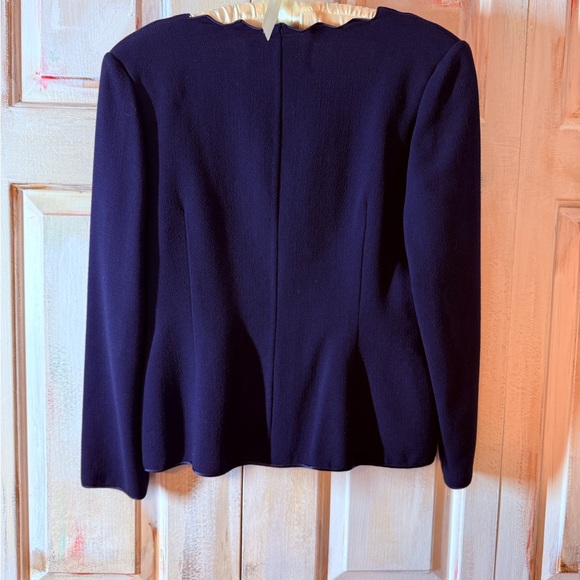 Aurora Ruffolo and Christian Rupert Vintage Navy Blue Scalloped Blazer - Picture 5 of 6